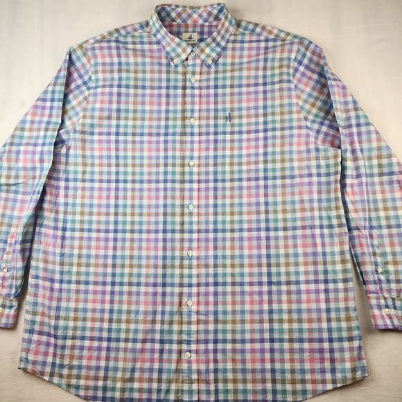 Johnnie-O Shirt Mens XLT Pastel Plaid Button Down Long Sleeve Embroidered Logo - Picture 2 of 9